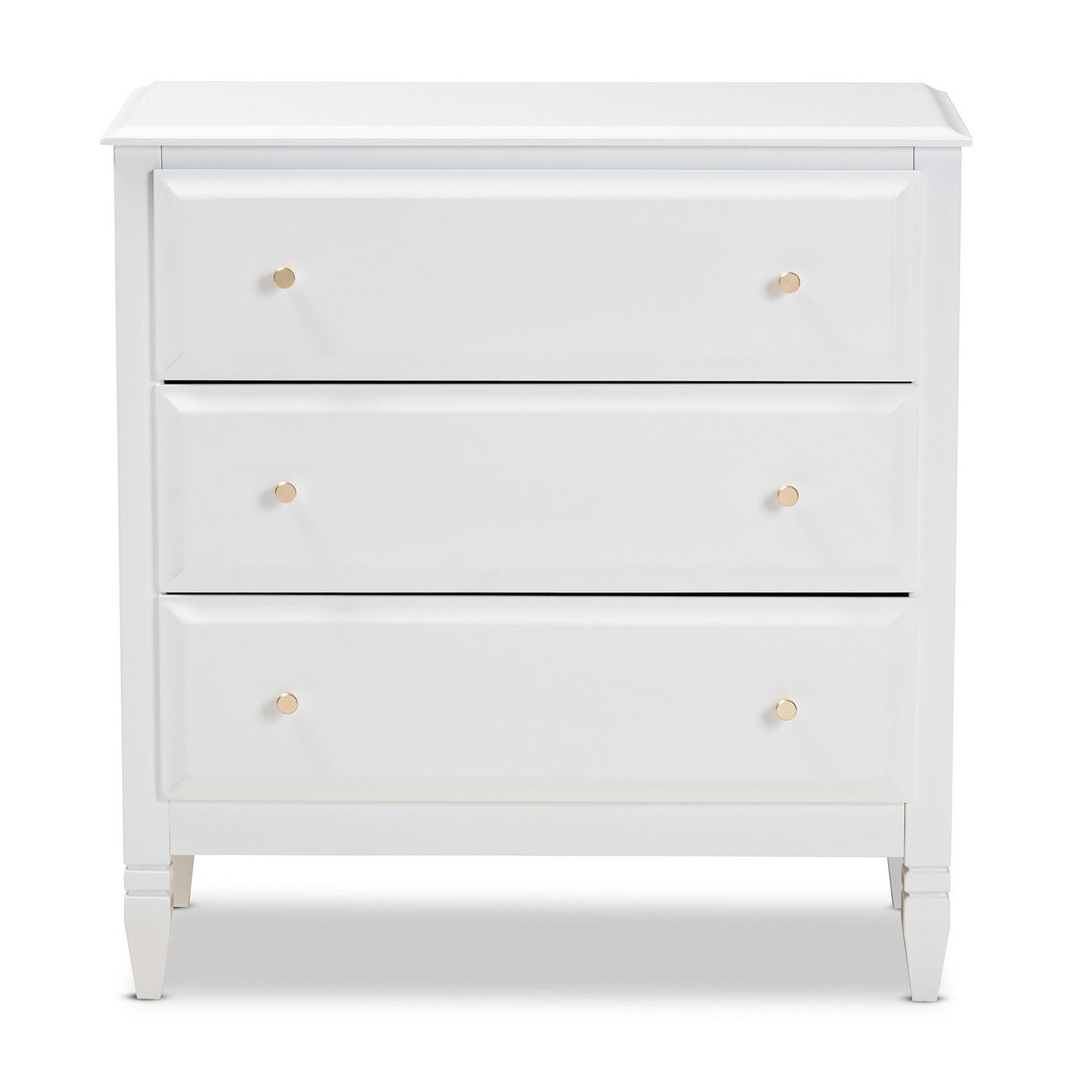 Baxton Studio Naomi Classic and Transitional White Finished Wood 3-Drawer Bedroom Chest