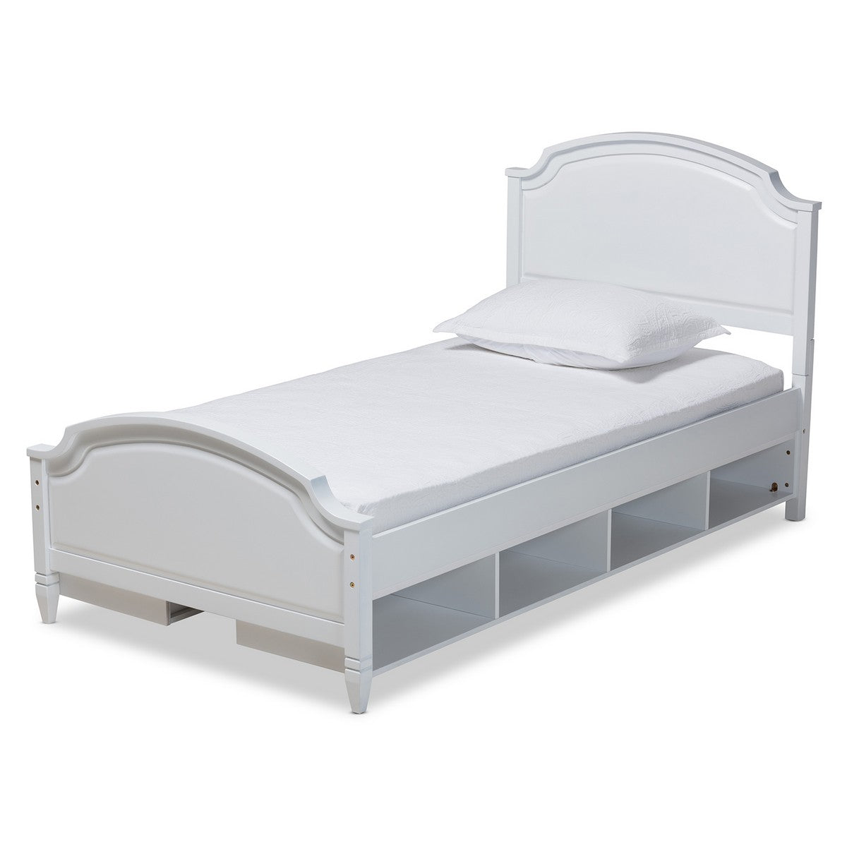 Baxton Studio Elise Classic and Traditional Transitional White Finished Wood Twin Size Storage Platform Bed Baxton Studio-beds-Minimal And Modern - 1
