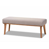 Baxton Studio Odessa Mid-Century Modern Grey Fabric Upholstered and Walnut Brown Finished Wood Dining Bench Baxton Studio-benches-Minimal And Modern - 1