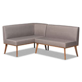 Baxton Studio Odessa Mid-Century Modern Grey Fabric Upholstered and Walnut Brown Finished 2-Piece Wood Dining Nook Banquette Set Baxton Studio-benches-Minimal And Modern - 1