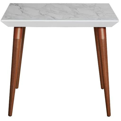 Manhattan Comfort  Utopia 35.43" Modern Beveled Square Dining Table with Glass Top in White Gloss/ Marble FinishManhattan Comfort-Dining Table- - 1