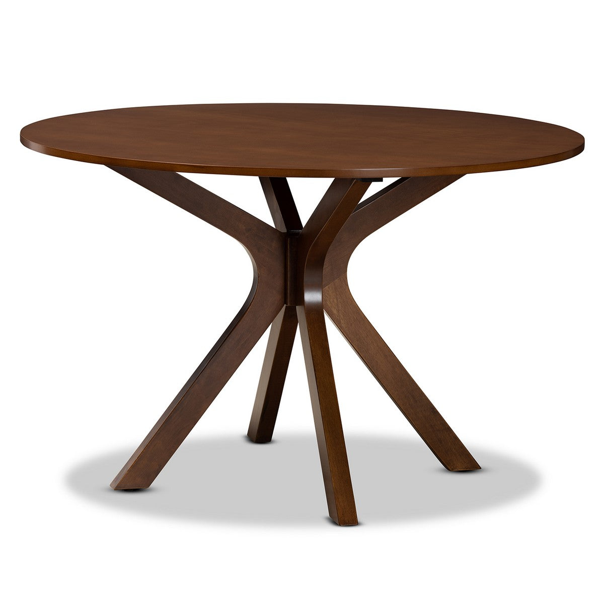 Baxton Studio Kenji Modern and Contemporary Walnut Brown Finished 48-Inch-Wide Round Wood Dining Table Baxton Studio-dining table-Minimal And Modern - 1