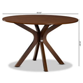 Baxton Studio Kenji Modern and Contemporary Walnut Brown Finished 48-Inch-Wide Round Wood Dining Table