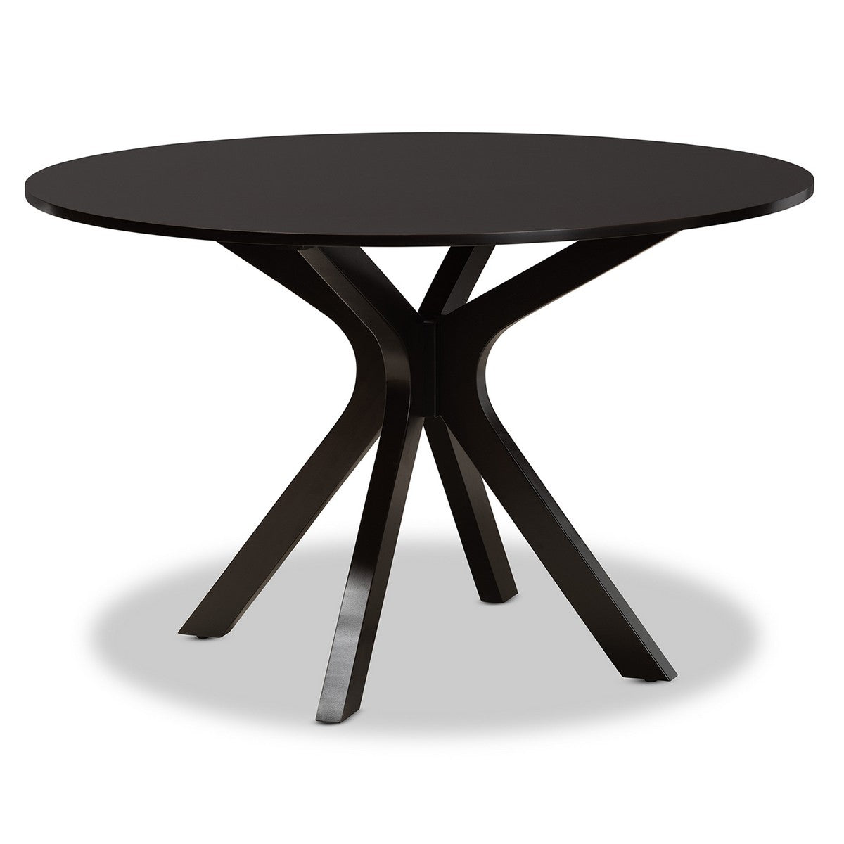 Baxton Studio Kenji Modern and Contemporary Dark Brown Finished 48-Inch-Wide Round Wood Dining Table Baxton Studio-dining table-Minimal And Modern - 1