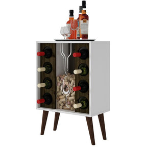 Manhattan Comfort  Lund 8 Bottle Wine Cabinet and Display in White and Rustic Brown