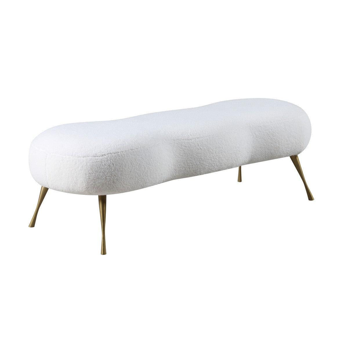 Meridian Furniture Nube White Faux Sheepskin Fur BenchMeridian Furniture - Bench - Minimal And Modern - 1