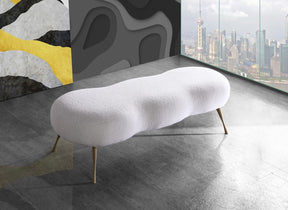 Meridian Furniture Nube White Faux Sheepskin Fur Bench