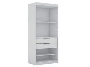 Manhattan Comfort Mulberry Open 1 Sectional Modern Armoire Wardrobe Closet with 2 Drawers in White