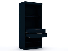 Manhattan Comfort Mulberry Open 1 Sectional Modern Armoire Wardrobe Closet with 2 Drawers in Tatiana Midnight Blue