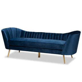 Baxton Studio Kailyn Glam and Luxe Navy Blue Velvet Fabric Upholstered and Gold Finished Sofa Baxton Studio-sofas-Minimal And Modern - 1