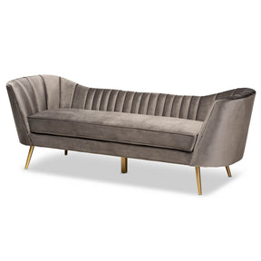 Baxton Studio Kailyn Glam and Luxe Grey Velvet Fabric Upholstered and Gold Finished Sofa Baxton Studio-sofas-Minimal And Modern - 1