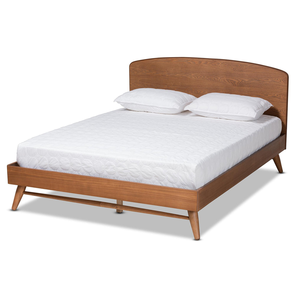 Baxton Studio Keagan Mid-Century Modern Transitional Walnut Brown Finished Wood Full Size Platform Bed - MG-2200-1-Ash Walnut-Full