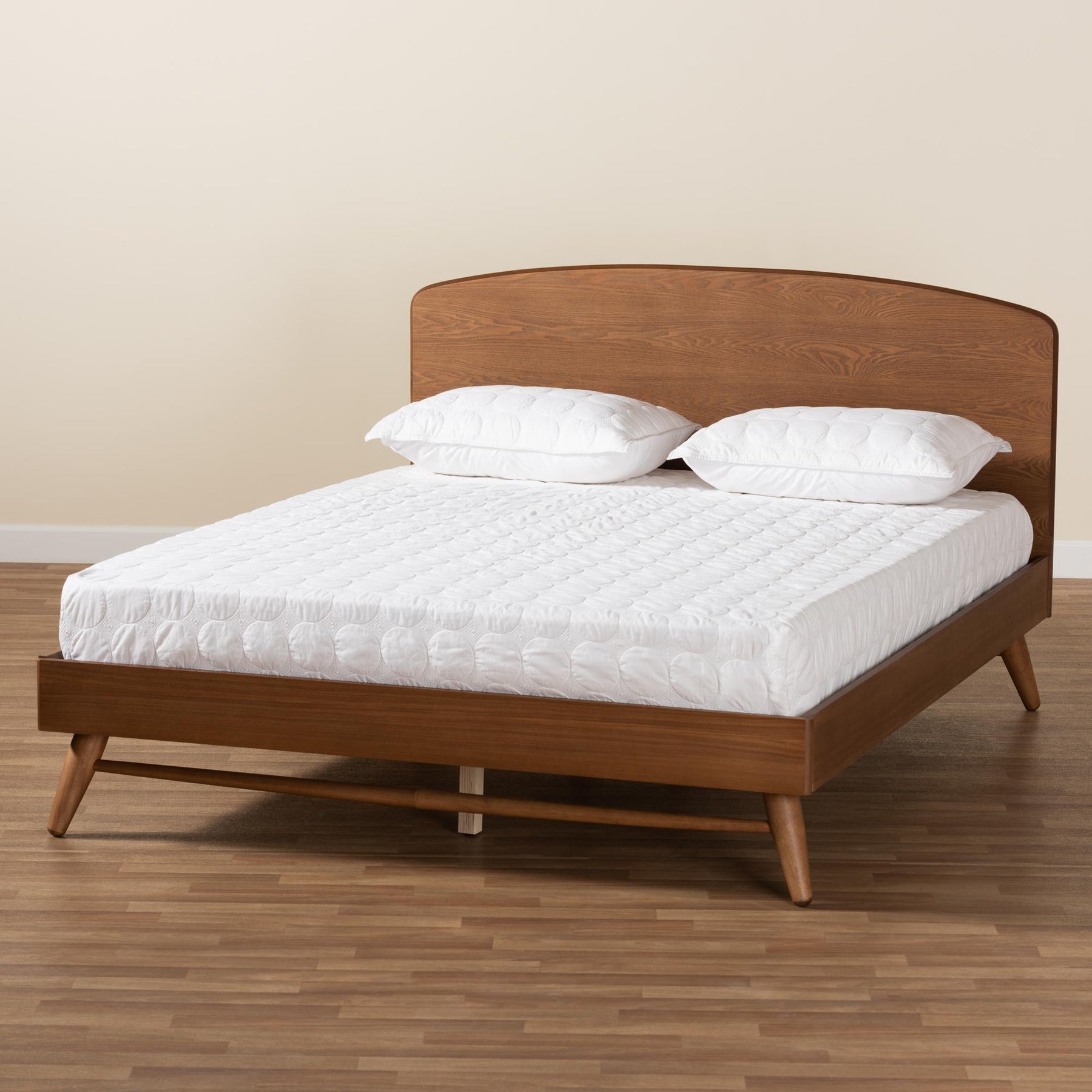 Baxton Studio Keagan Mid-Century Modern Transitional Walnut Brown Finished Wood King Size Platform Bed - MG-2200-1-Ash Walnut-King