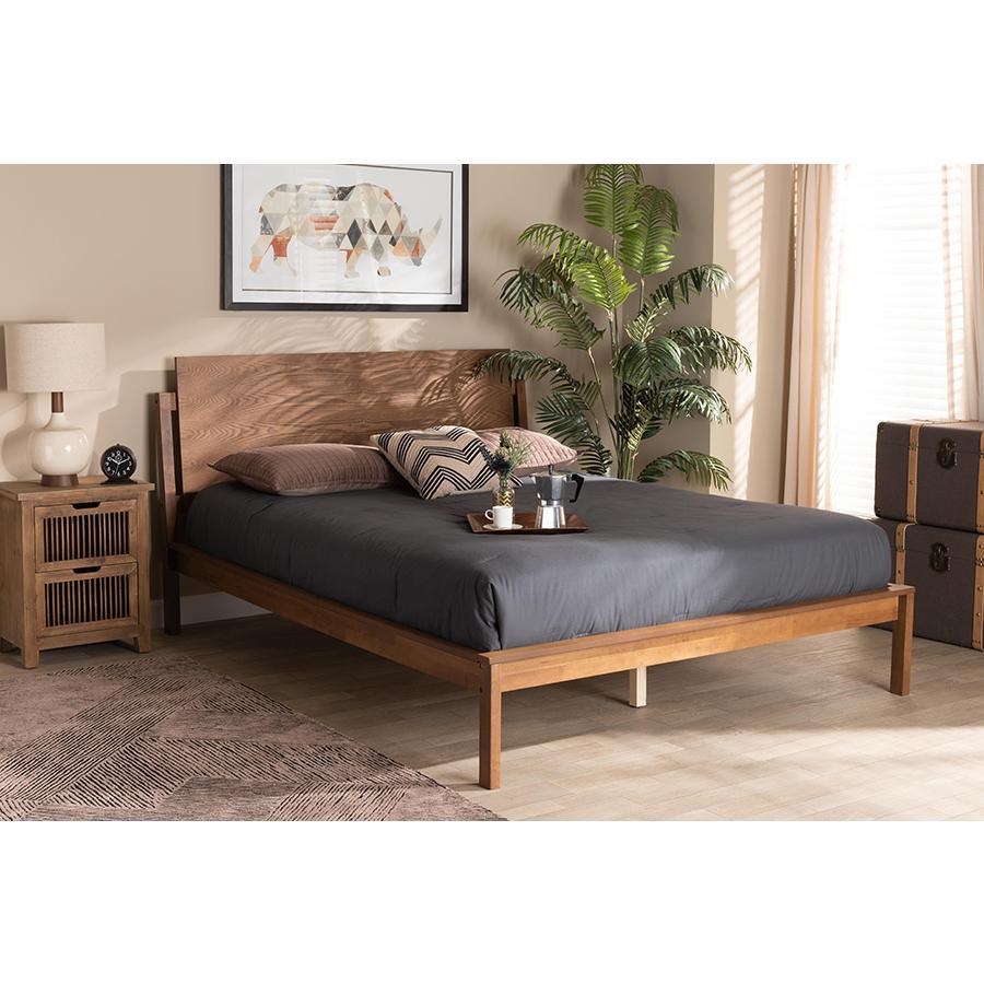 Baxton Studio Giuseppe Modern And Contemporary Walnut Brown Finished Full Size Platform Bed - MG-0049-Ash Walnut-Full