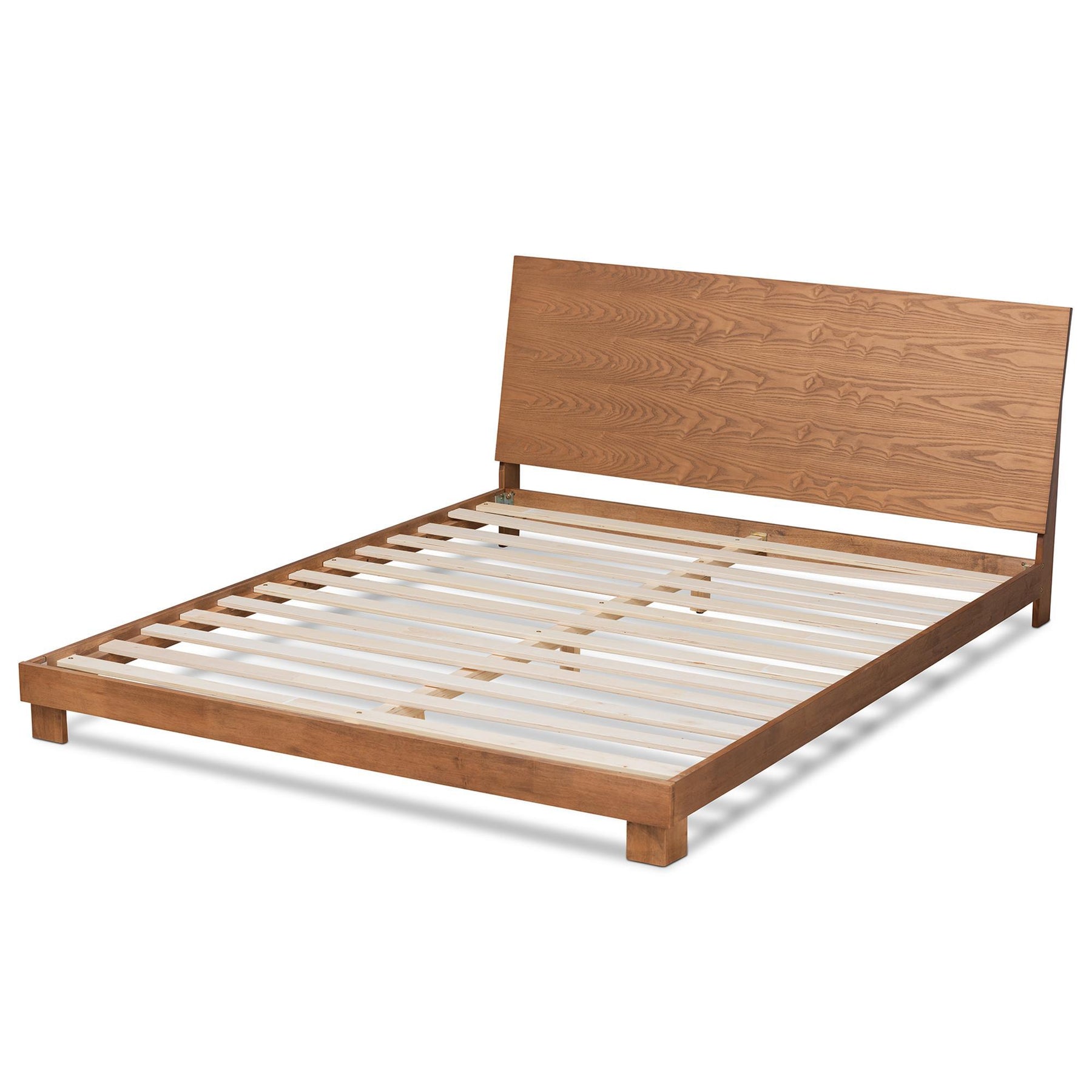 Baxton Studio Haines Modern And Contemporary Walnut Brown Finished Wood Queen Size Platform Bed - MG-0050-Ash Walnut-Queen