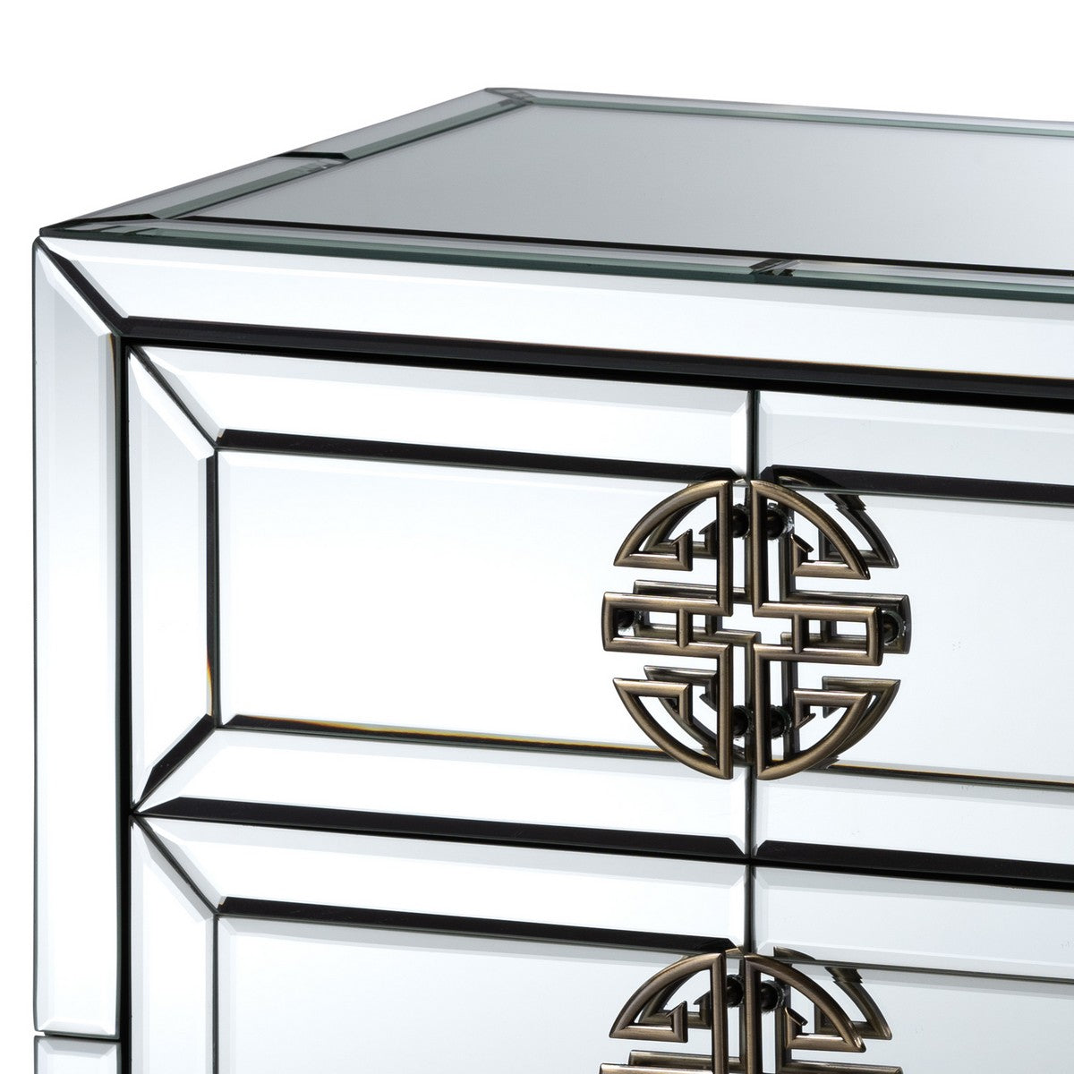 Baxton Studio Laken Contemporary Glam and Luxe Mirrored and Antique Bronze Finished 3-Drawer Nightstand