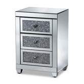 Baxton Studio Ralston Contemporary Glam and Luxe Mirrored 3-Drawer Nightstand Baxton Studio-nightstands-Minimal And Modern - 1