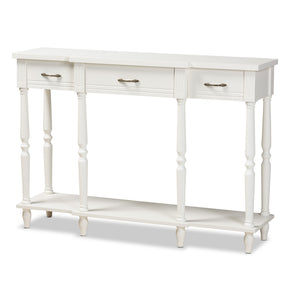 Baxton Studio Hallan Classic and Traditional French Provincial White Finished Wood 3-Drawer Console Table Baxton Studio-side tables-Minimal And Modern - 1