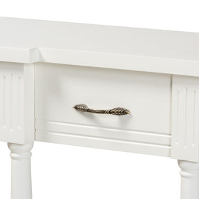 Baxton Studio Hallan Classic and Traditional French Provincial White Finished Wood 3-Drawer Console Table