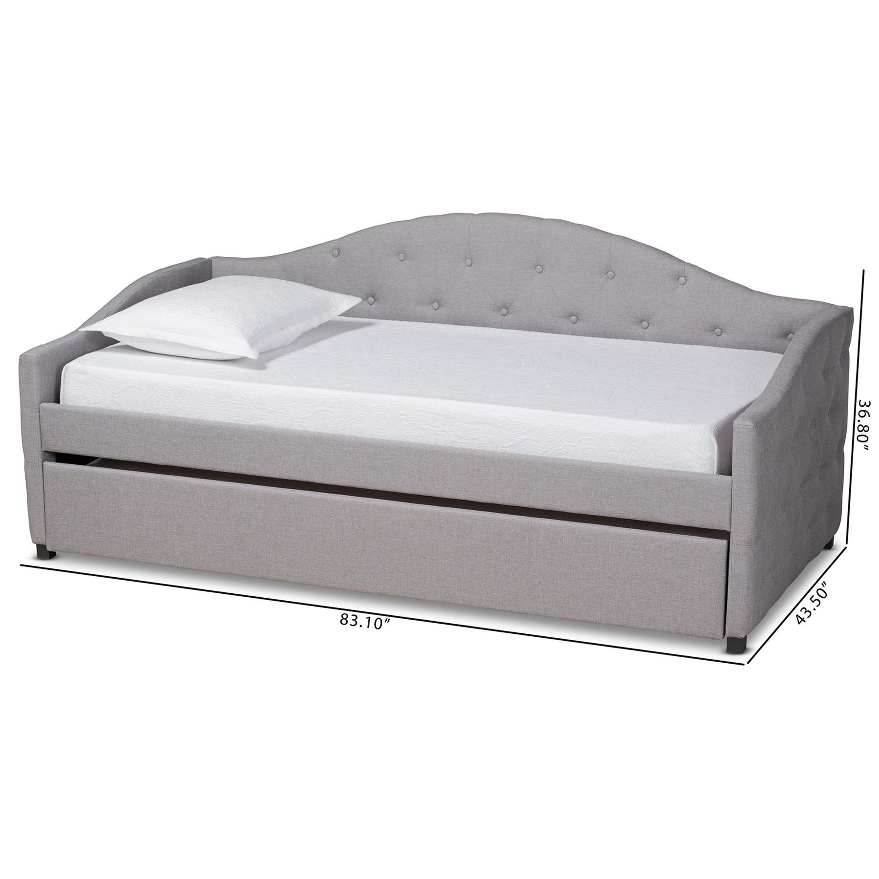 Baxton Studio Becker Modern And Contemporary Transitional Grey Fabric Upholstered Twin Size Daybed With Trundle - Becker-Grey-Daybed-T/T