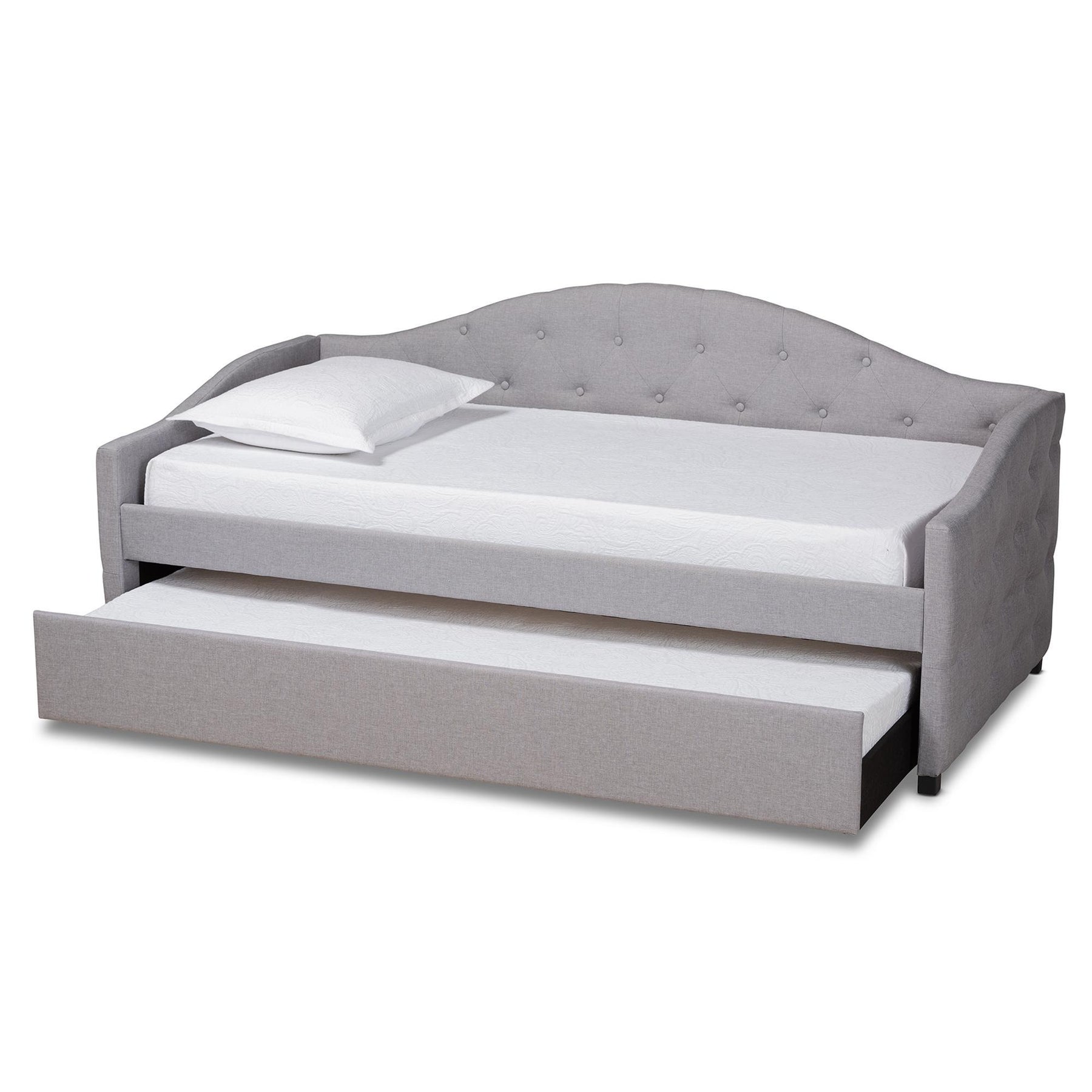 Baxton Studio Becker Modern And Contemporary Transitional Grey Fabric Upholstered Twin Size Daybed With Trundle - Becker-Grey-Daybed-T/T