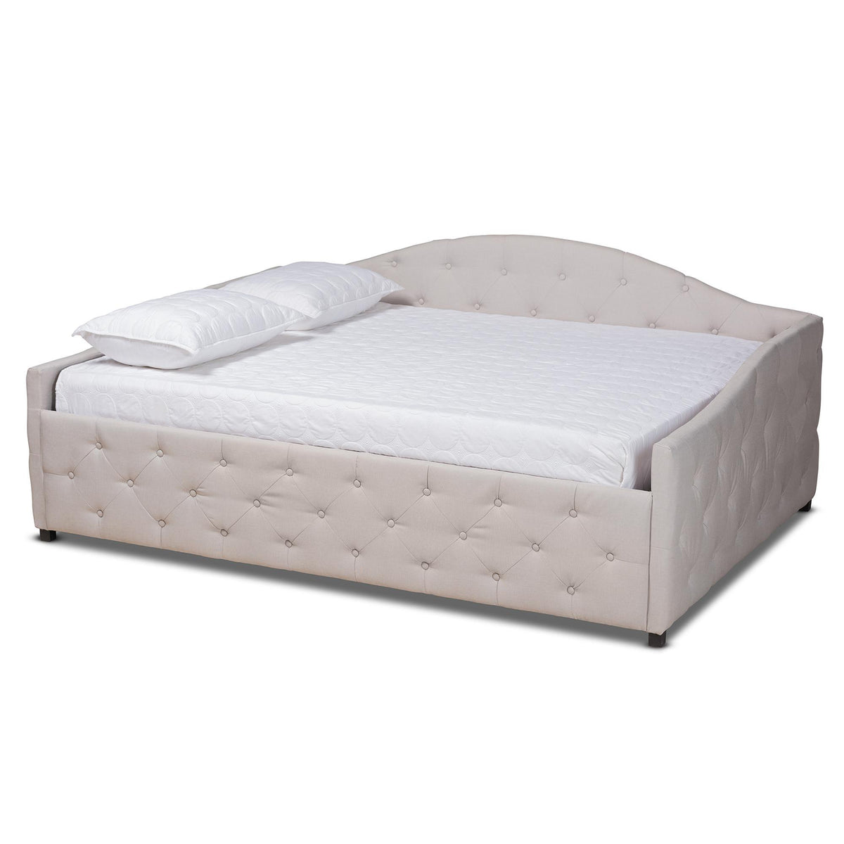Baxton Studio Becker Modern And Contemporary Transitional Beige Fabric Upholstered Full Size Daybed - Becker-Beige-Daybed-Full
