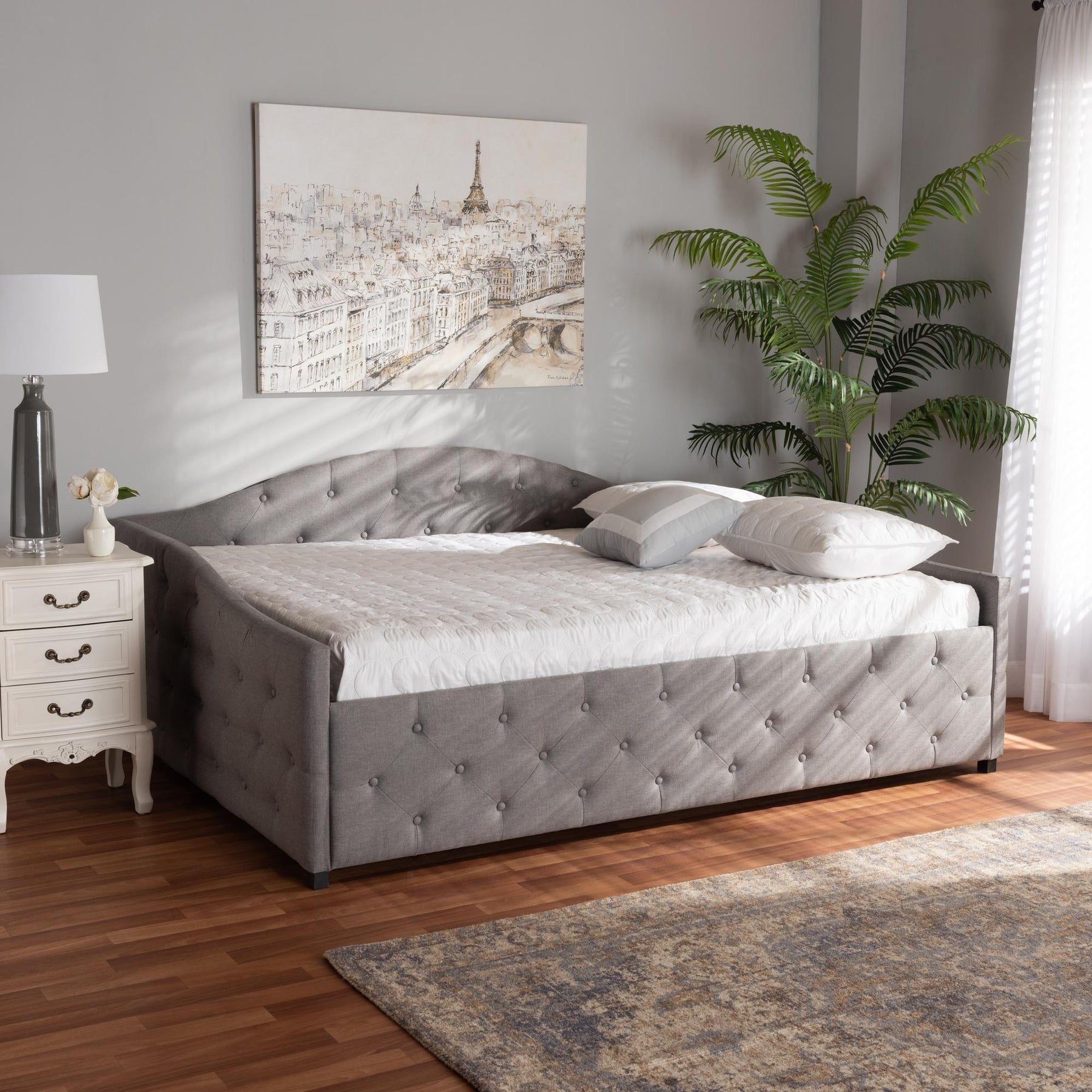 Baxton Studio Becker Modern And Contemporary Transitional Grey Fabric Upholstered Full Size Daybed - Becker-Grey-Daybed-Full