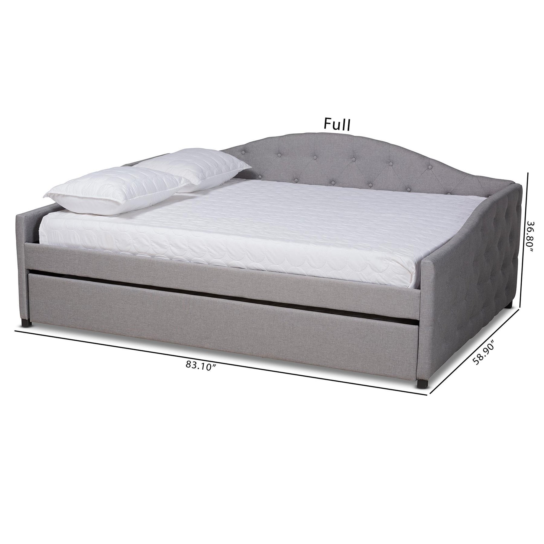 Baxton Studio Becker Modern And Contemporary Transitional Grey Fabric Upholstered Full Size Daybed With Trundle - Becker-Grey-Daybed-F/T
