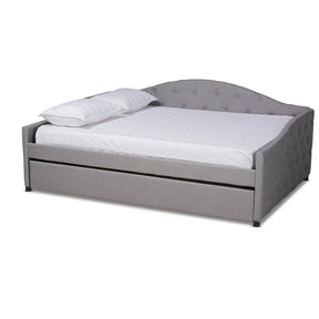 Baxton Studio Becker Modern And Contemporary Transitional Grey Fabric Upholstered Queen Size Daybed With Trundle - Becker-Grey-Daybed-Q/T