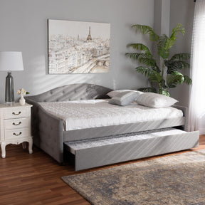 Baxton Studio Becker Modern And Contemporary Transitional Grey Fabric Upholstered Queen Size Daybed With Trundle - Becker-Grey-Daybed-Q/T