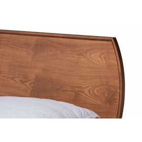 Baxton Studio Aimi Mid-Century Modern Walnut Brown Finished Wood Queen Size Platform Bed - Aimi-Ash Walnut-Queen