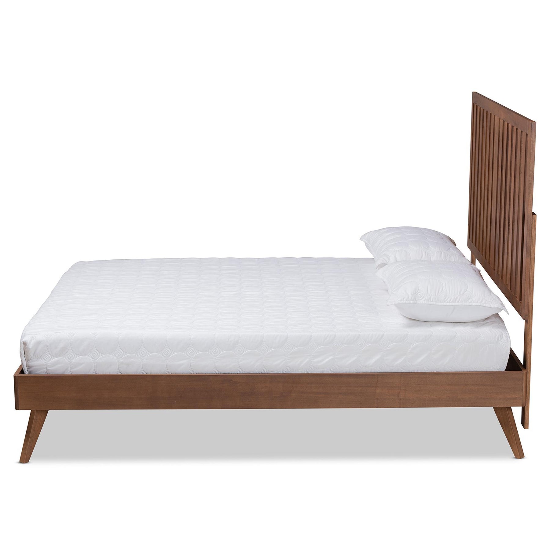Baxton Studio Saki Mid-Century Modern Walnut Brown Finished Wood Full Size Platform Bed - Saki-Ash Walnut-Full
