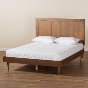 Baxton Studio Nicola Mid-Century Modern Transitional Ash Walnut Finished Wood Full Size Platform Bed - Nicola-Ash Walnut-Full