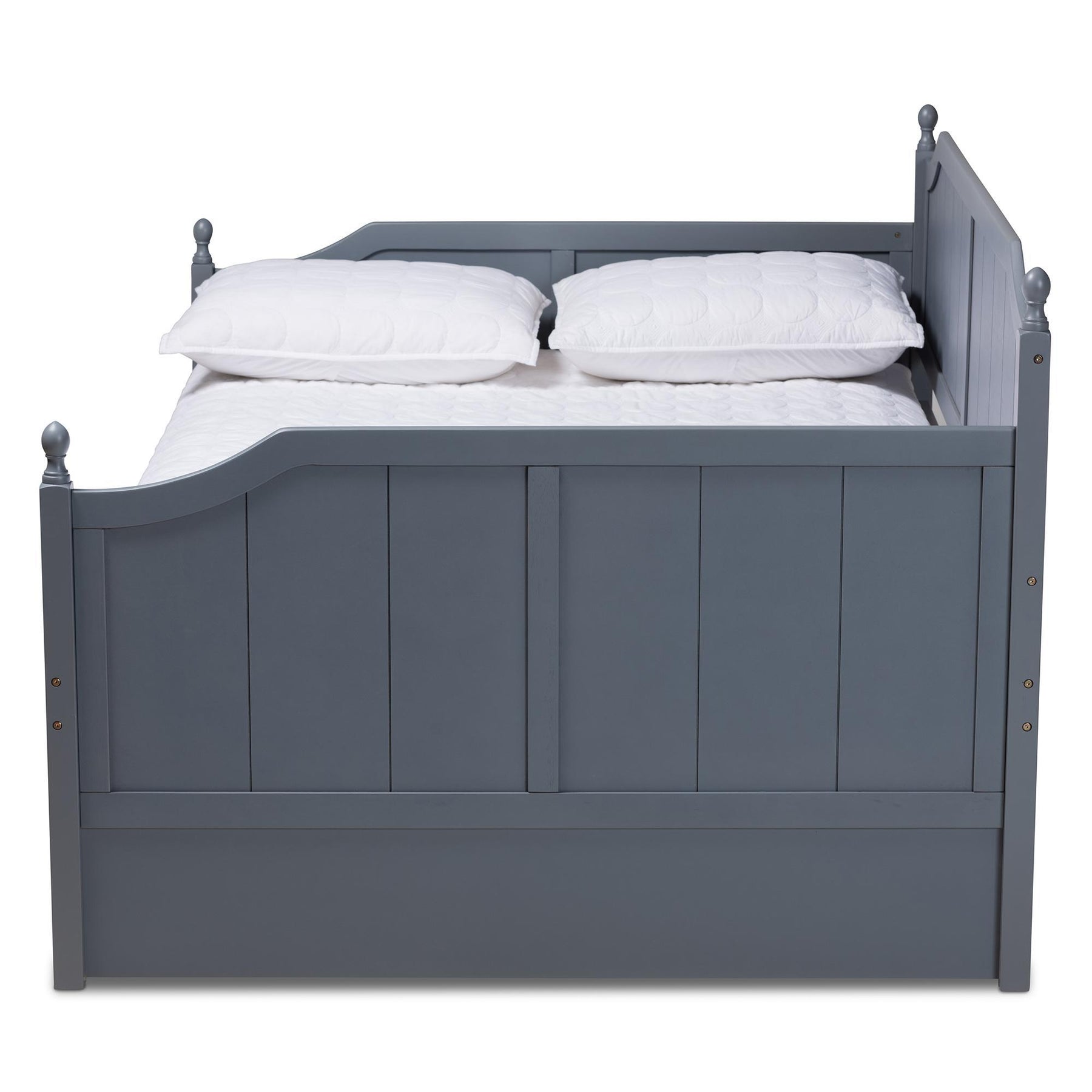 Baxton Studio Millie Cottage Farmhouse Grey Finished Wood Full Size Daybed With Trundle - MG0010-Grey-Daybed-Full