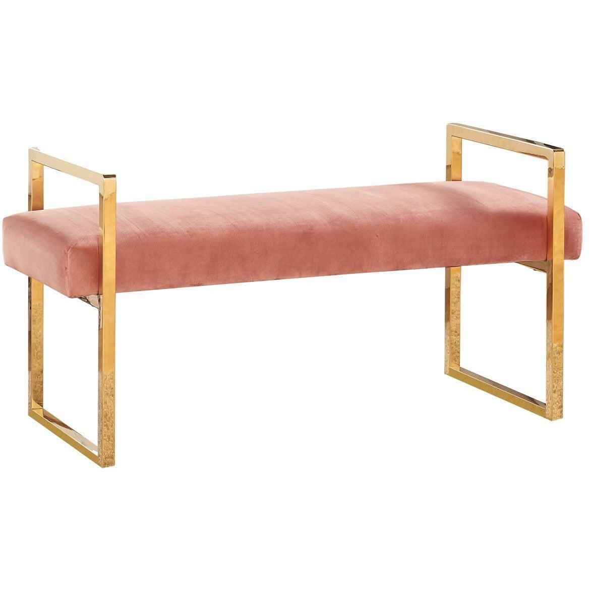 Meridian Furniture Olivia Pink Velvet BenchMeridian Furniture - Bench - Minimal And Modern - 1