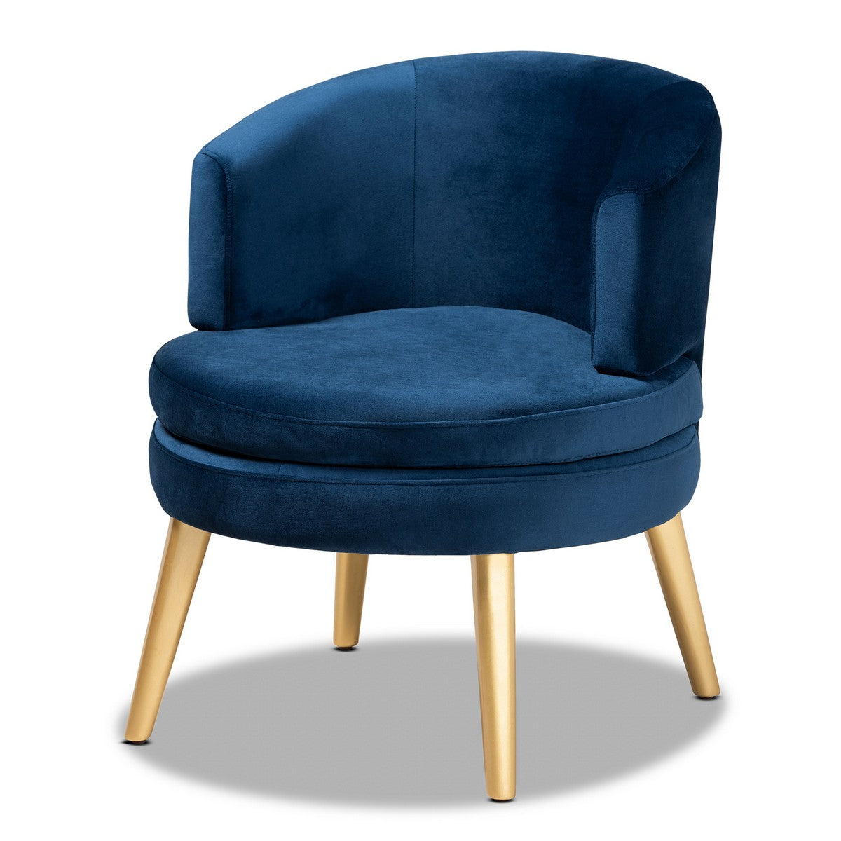 Baxton Studio Baptiste Glam and Luxe Navy Blue Velvet Fabric Upholstered and Gold Finished Wood Accent Chair Baxton Studio-chairs-Minimal And Modern - 1
