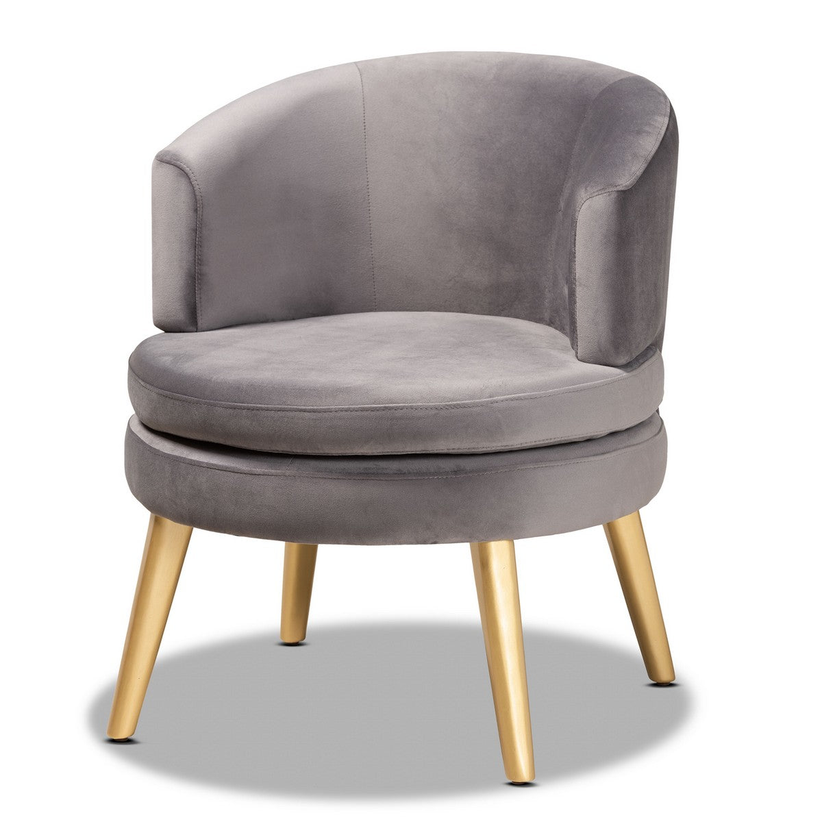 Baxton Studio Baptiste Glam and Luxe Grey Velvet Fabric Upholstered and Gold Finished Wood Accent Chair Baxton Studio-chairs-Minimal And Modern - 1