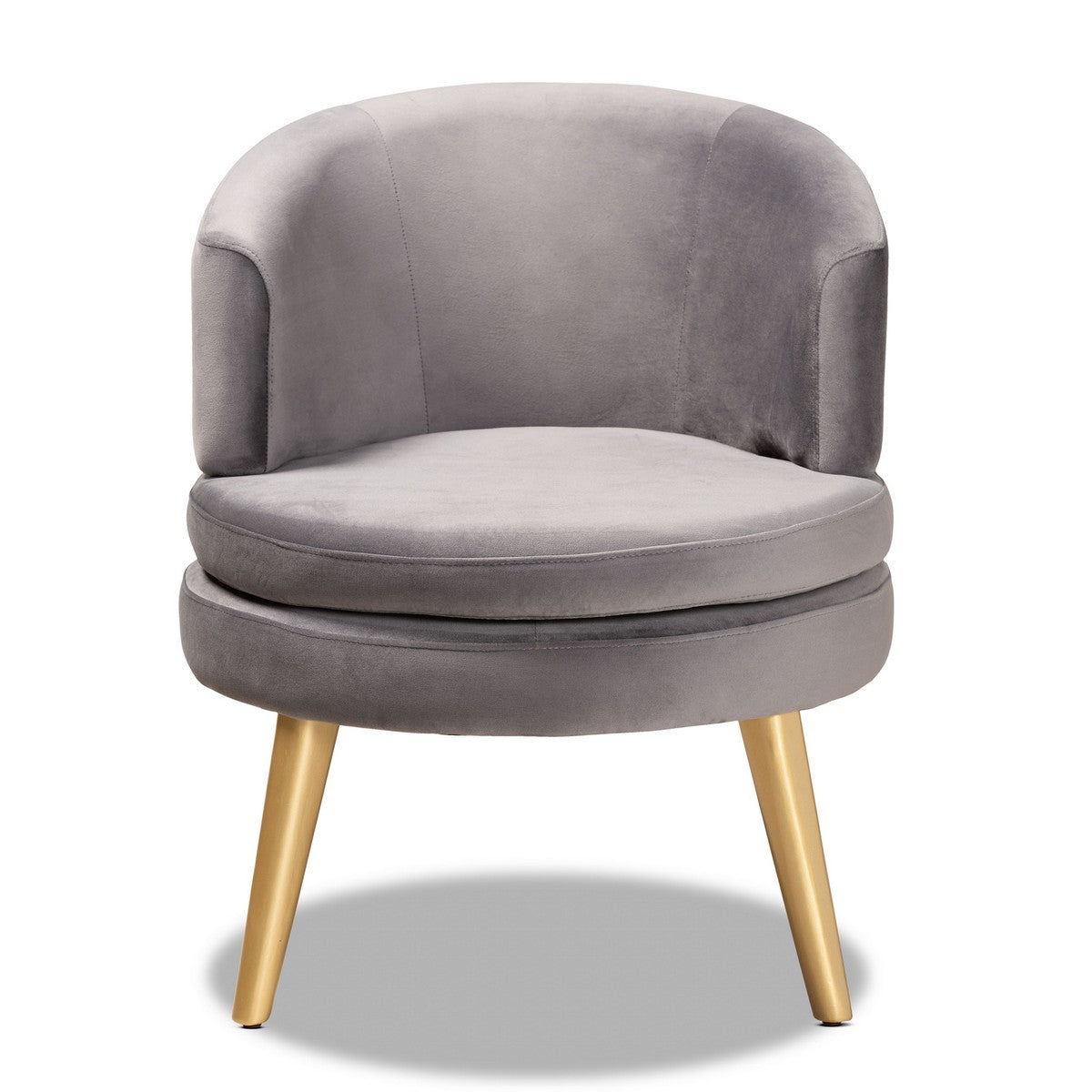 Baxton Studio Baptiste Glam and Luxe Grey Velvet Fabric Upholstered and Gold Finished Wood Accent Chair