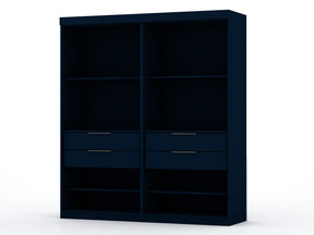Manhattan Comfort Mulberry Open 2 Sectional Modern Wardrobe Closet with 4 Drawers - Set of 2 in Tatiana Midnight BlueManhattan Comfort-Armoires and Wardrobes - - 1