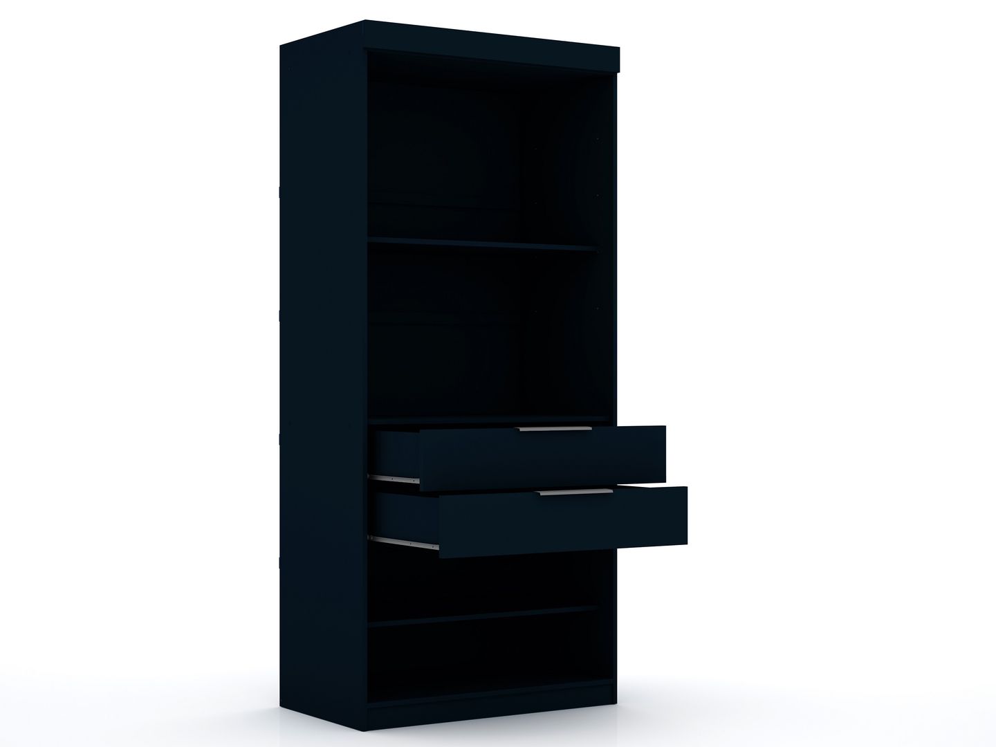 Manhattan Comfort Mulberry Open 2 Sectional Modern Wardrobe Closet with 4 Drawers - Set of 2 in Tatiana Midnight Blue