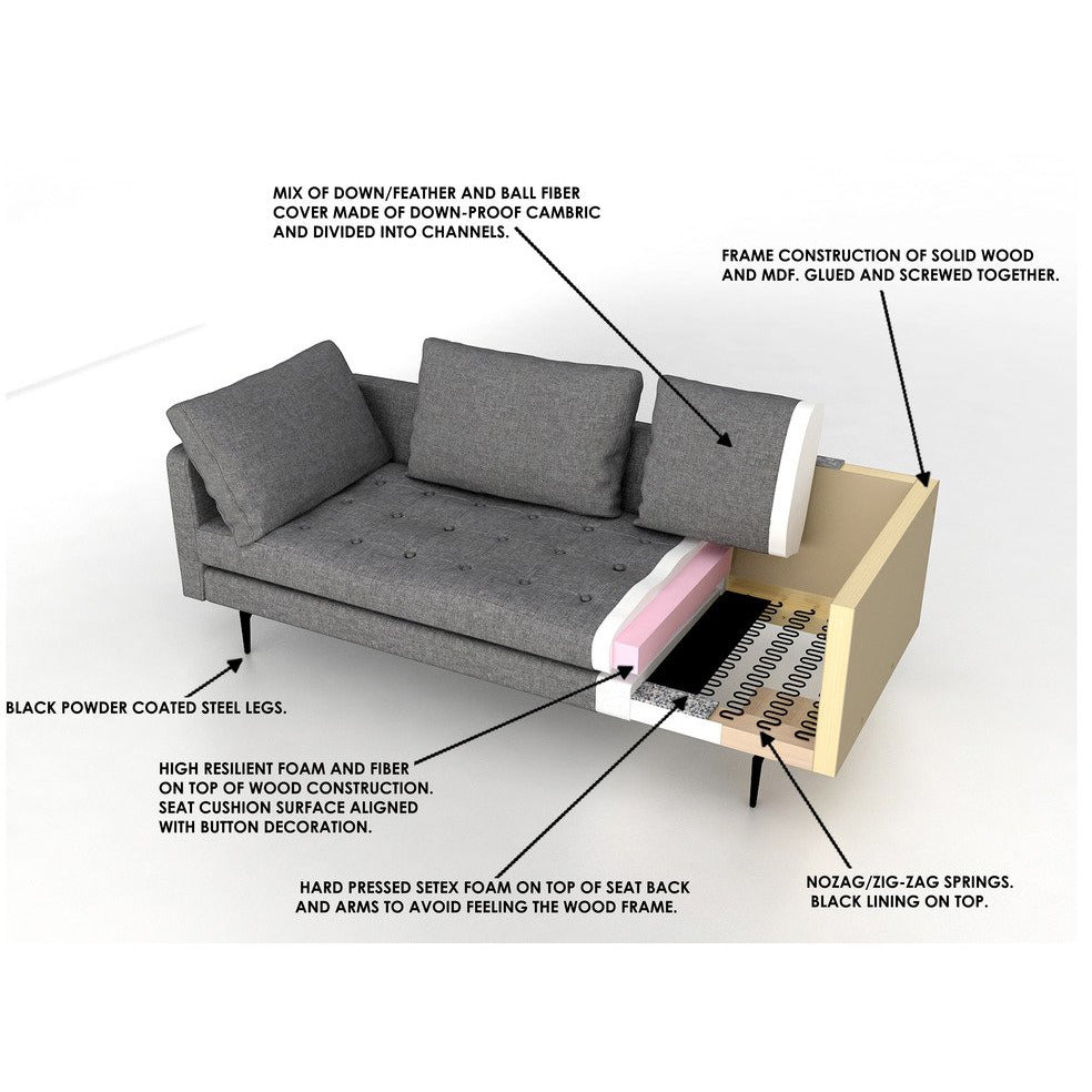 Manhattan Comfort  Granville 3-Seat Light Grey Tweed Sofa