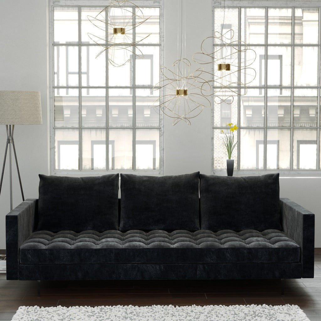Manhattan Comfort  Granville 3-Seat Grey Velvet Sofa