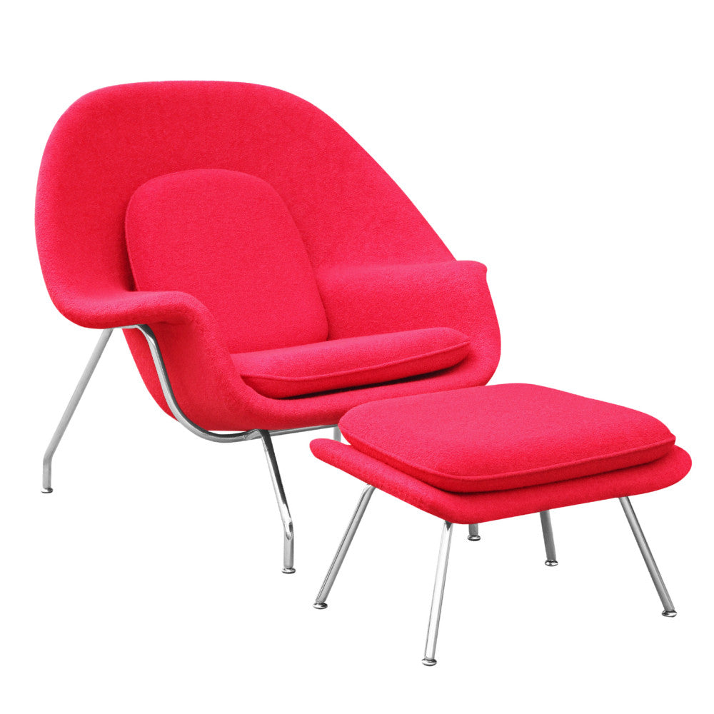 Finemod Imports Modern Woom Chair & Ottoman FMI1134-black-Minimal & Modern
