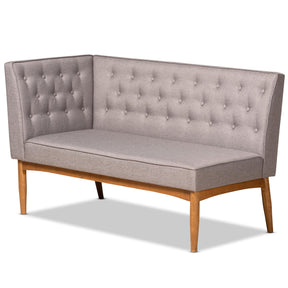 Baxton Studio Riordan Mid-Century Modern Grey Fabric Upholstered And Walnut Brown Finished Wood 3-Piece Dining Nook Set - BBT8051.13-Grey/Walnut-3PC Dining Nook Set