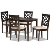 Baxton Studio Ramiro Modern and Contemporary Sand Fabric Upholstered and Dark Brown Finished Wood 5-Piece Dining Set Baxton Studio-Dining Sets-Minimal And Modern - 1