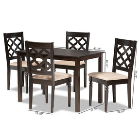 Baxton Studio Ramiro Modern and Contemporary Sand Fabric Upholstered and Dark Brown Finished Wood 5-Piece Dining Set