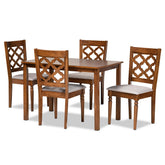 Baxton Studio Ramiro Modern and Contemporary Grey Fabric Upholstered and Walnut Brown Finished Wood 5-Piece Dining Set Baxton Studio-Dining Sets-Minimal And Modern - 1