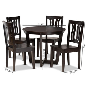Baxton Studio Elodia Modern And Contemporary Transitional Dark Brown Finished Wood 5-Piece Dining Set - Elodia-Dark Brown-5PC Dining Set