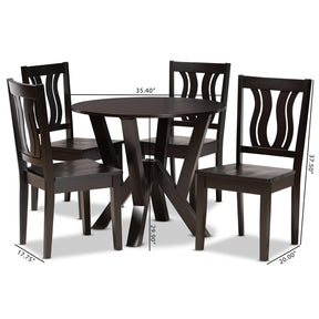 Baxton Studio Noelia Modern And Contemporary Transitional Dark Brown Finished Wood 5-Piece Dining Set - Noelia-Dark Brown-5PC Dining Set