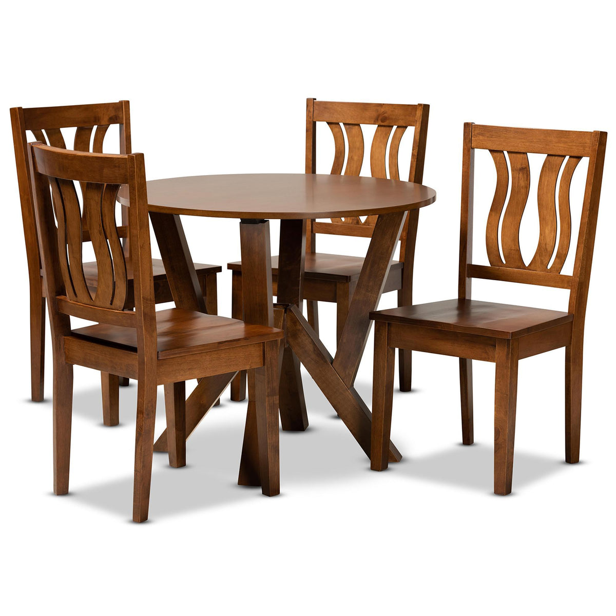 Baxton Studio Noelia Modern And Contemporary Transitional Walnut Brown Finished Wood 5-Piece Dining Set - Noelia-Walnut-5PC Dining Set